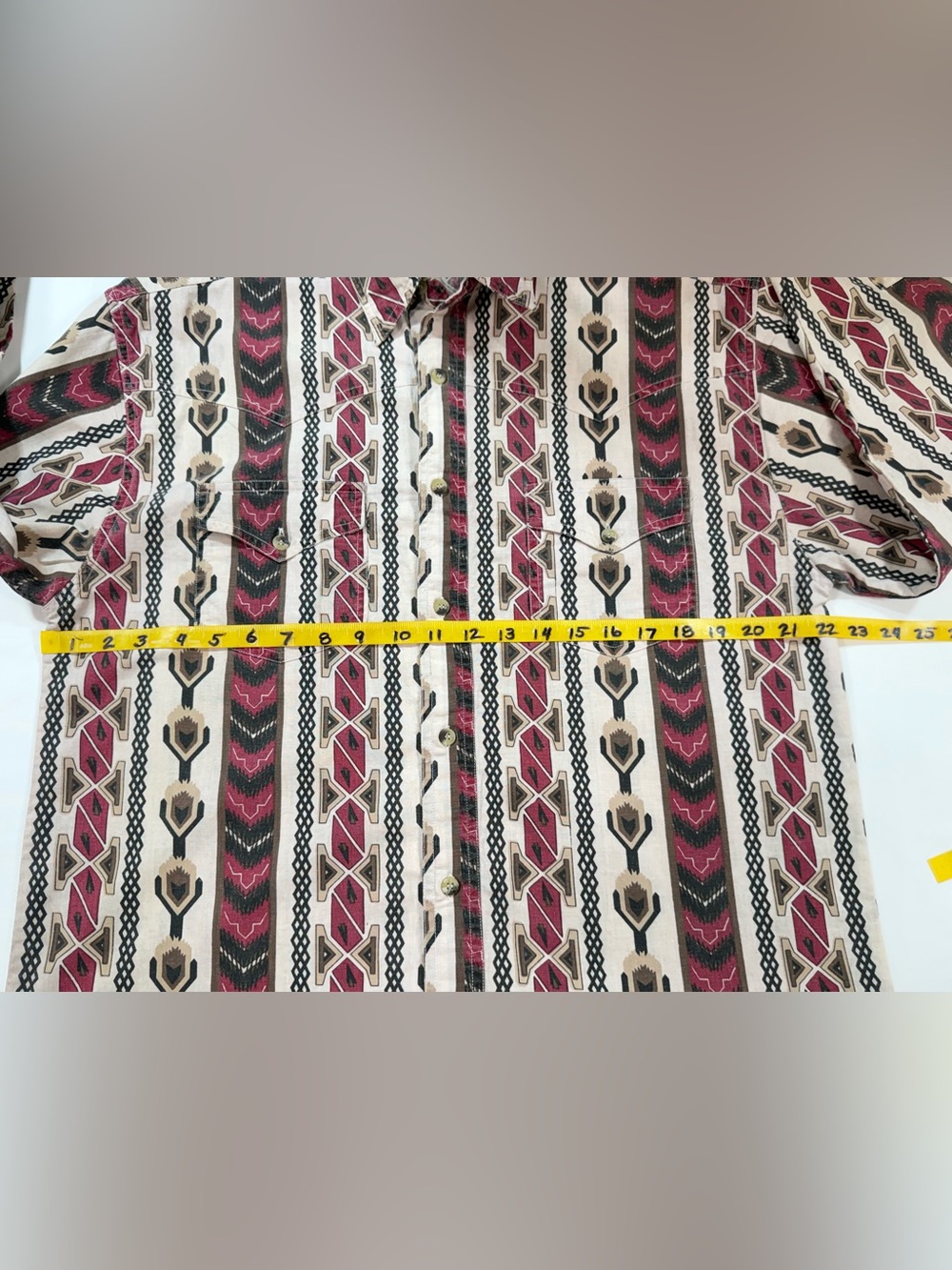 LEGACY Men's Cream, burgundy black Western Stripe Button-Down Shirt size M - Picture 11 of 12